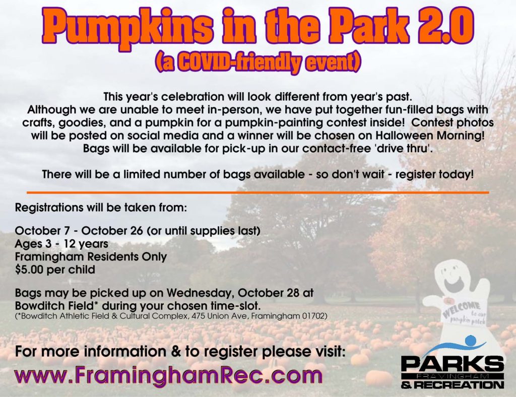 Register For Framingham Parks & Recreation's Pumpkins In the Park