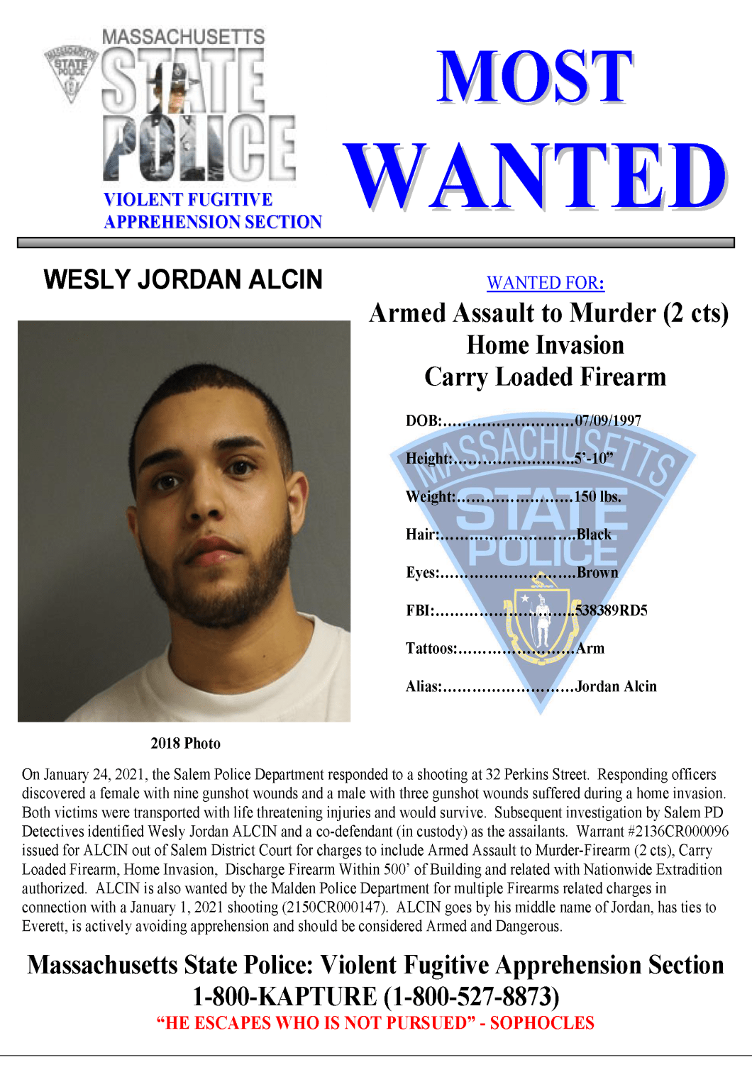 Mass State Police Add 5 to Most Wanted List - Framingham Source