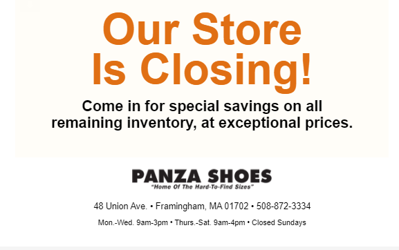 Framingham's Panza Shoes plans to close after 77 years in business