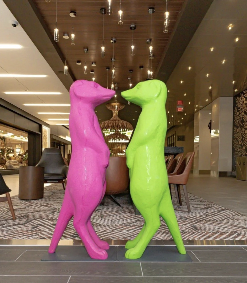 Natick Mall - Stop by Natick Mall to check out The Meerkat Meetup exhibit  now through March 30. Located near Neiman Marcus on the Lower Level. What's  your favorite meerkat color? 💗🧡💚💙