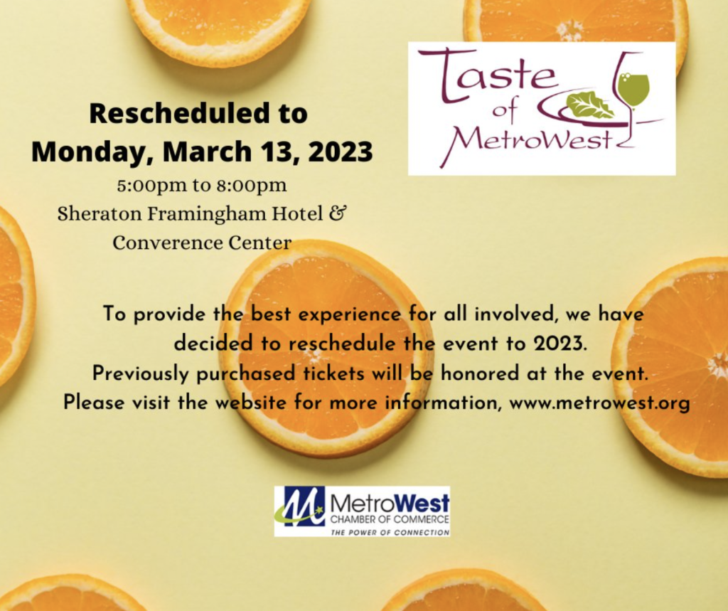 MetroWest Chamber Schedules 10th Annual Taste of MetroWest For March