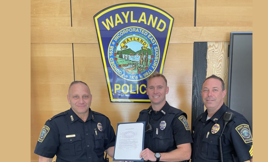 Wayland Police Recognize Officer Fitzpatrick For LifeSaving Efforts Framingham Source