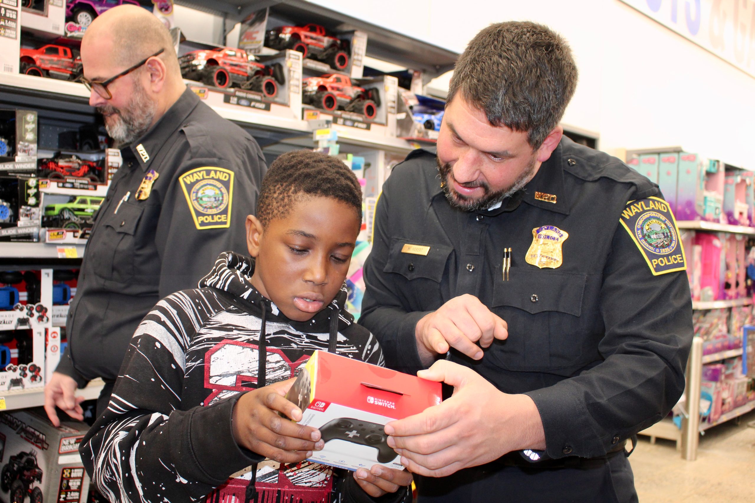 Wayland Police Participate in Shop with a Cop Event at Walmart