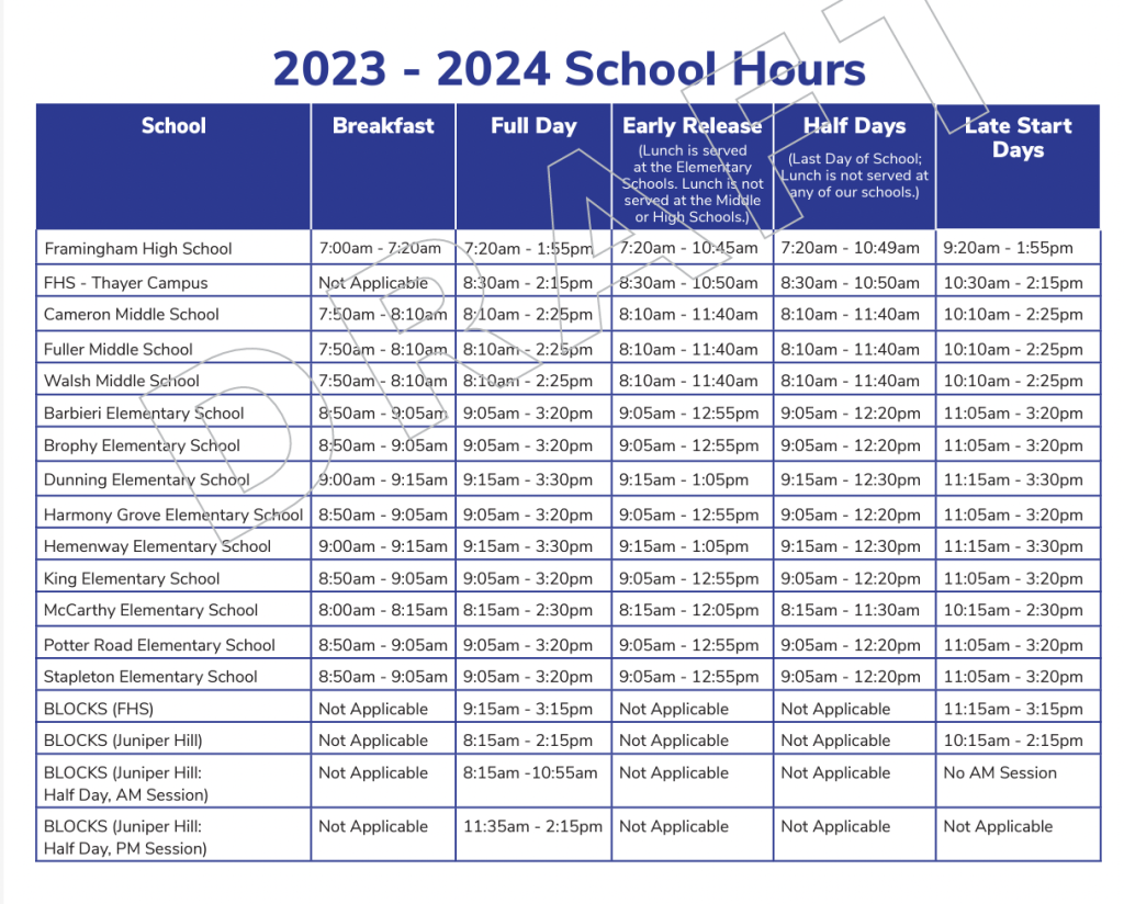 Framingham 2024 School Calendar Chere Deeanne