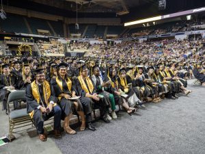 Students at Framingham State Commencement. 