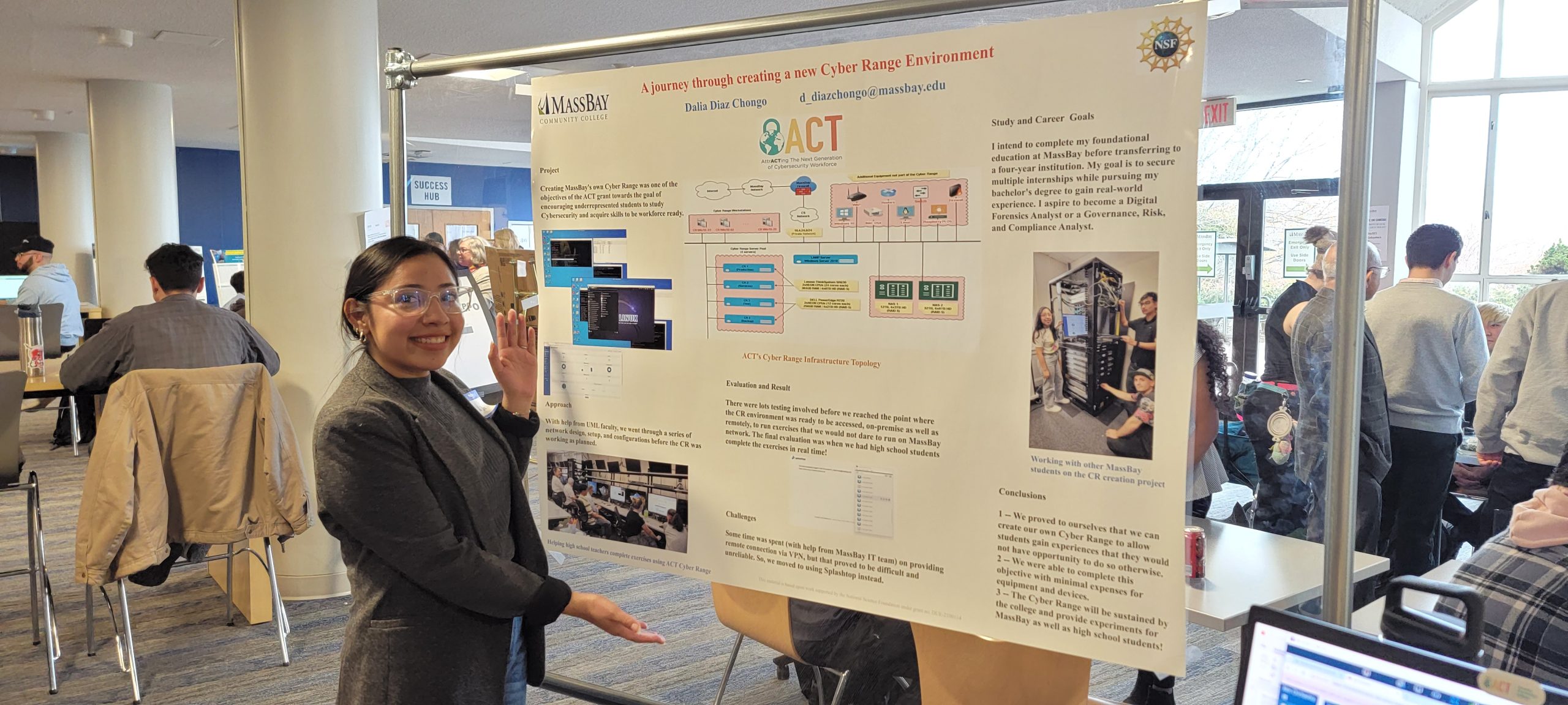 MassBay Community College STEM student displays her end-of-the-year STEM project at the STEM Expo.