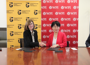 FSU President Nancy S. Niemi and WPI President Grace Wang