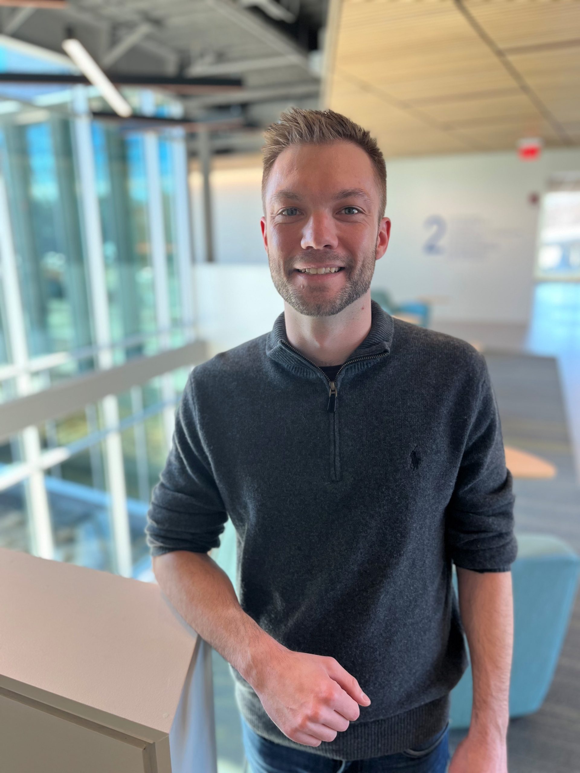 MassBay Community College current student and Surgical Technology alum, Danny Iagatta, on the Framingham campus, Framingham, MA, March 2025 (Photo/ MassBay Community College)